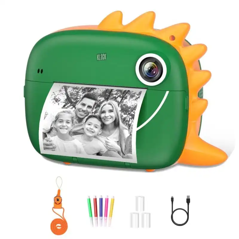 Klack Cámara Instantánea de Impresión para Niños 3 a 12 Años 2" HD 12MP Verde