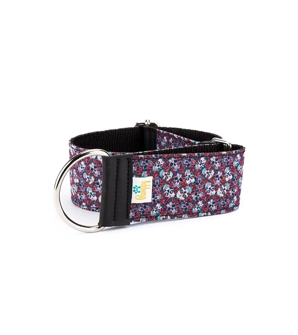 Pamppy galgo speedy collar regulable evan roses negro y rosa para perros