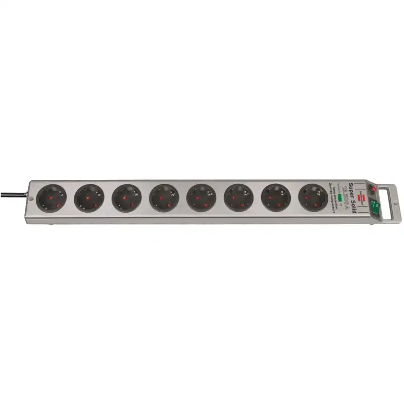 Brennenstuhl Super-Solid Regleta de 8 Enchufes con Protección contra Sobretensiones 2.5m Plata