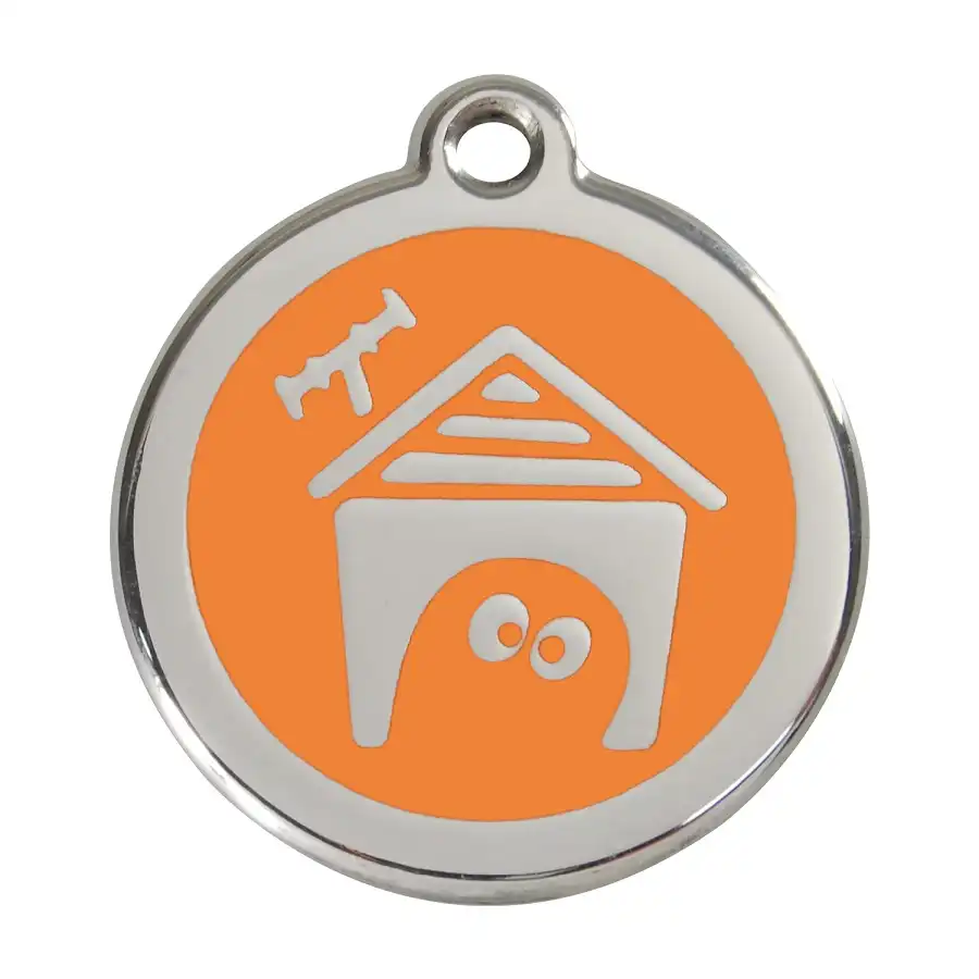 Placa identificativa Acero Inoxidable Esmalte Perro Casa Naranja para perros