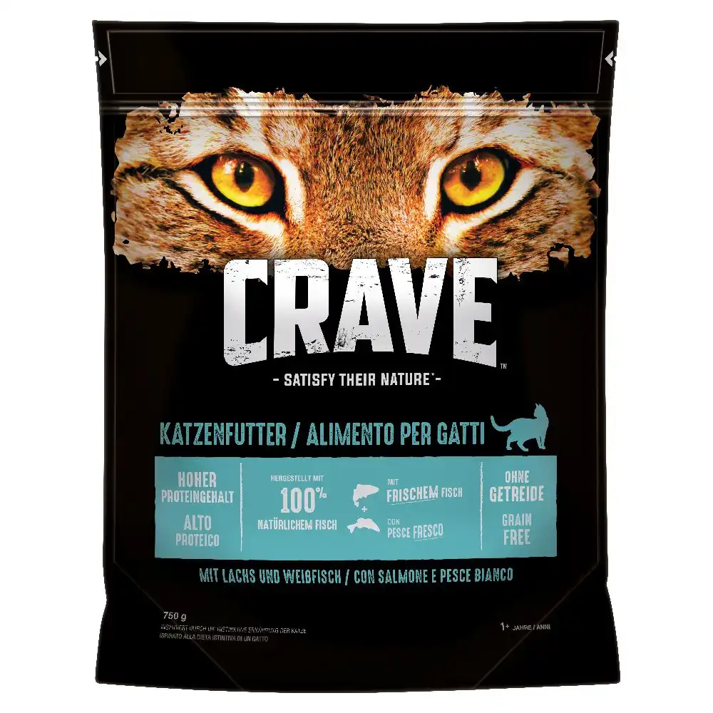 Crave Adult con salmón y pescado blanco pienso para gatos - 750 g