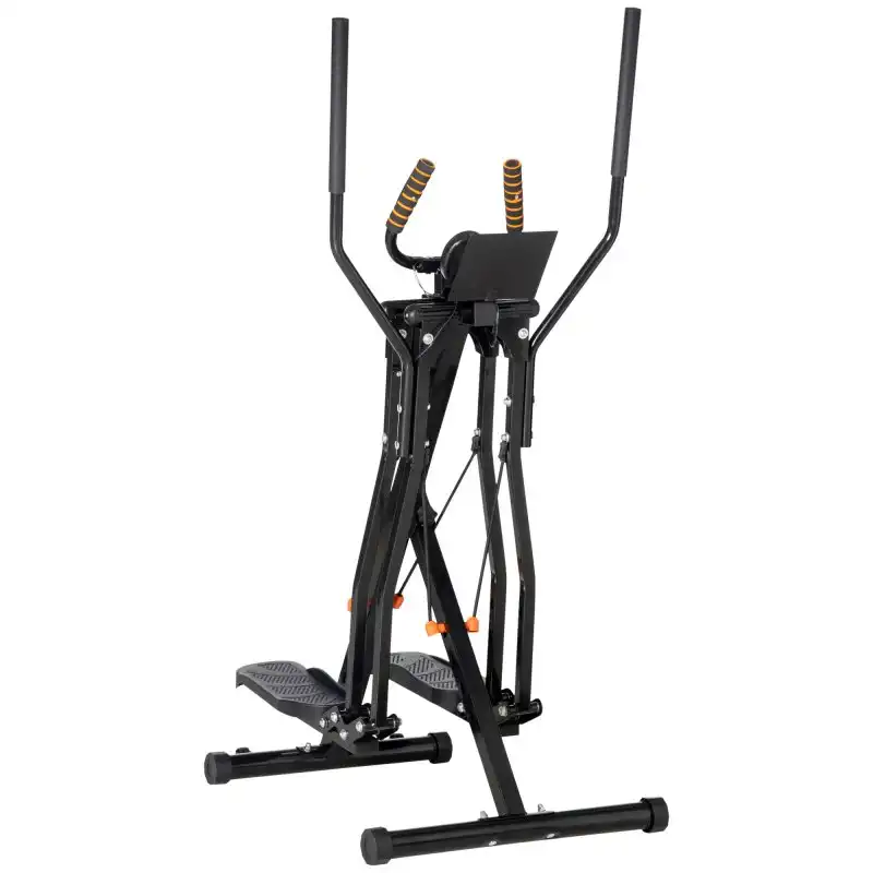 Homcom Bicicleta Elíptica con Pantalla LCD Resistencia Ajustable Ruedas Negra