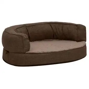 Colchón De Cama De Perro Ergonómico Aspecto Lino Marrón 60x42cm Vidaxl