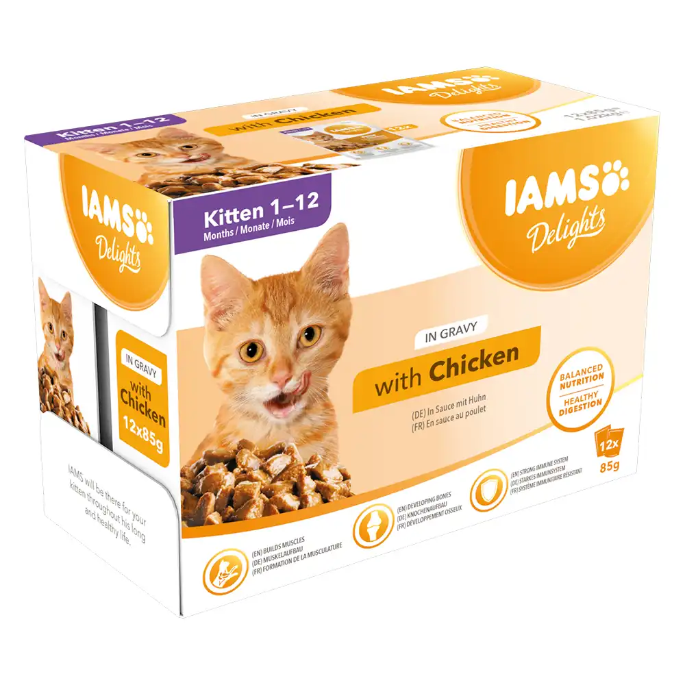 Iams Delights Kitten en salsa Multipack 12x85 gr.