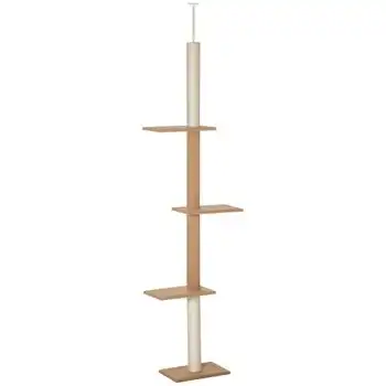 Árbol Para Gatos Pawhut Madera Felpa Sisal 43x27x228-260 Cm Marrón