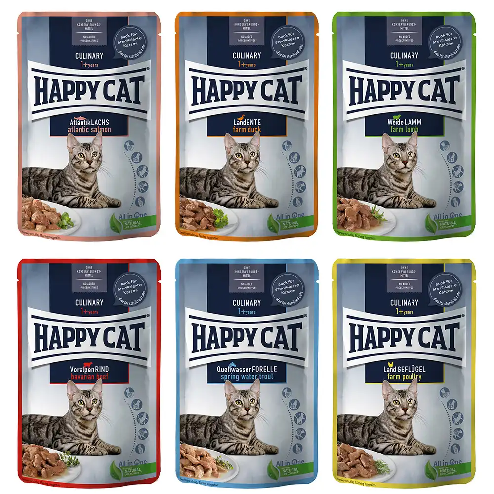 Happy Cat Pouch Carne en salsa 12 x 85 g  - Mezcla I