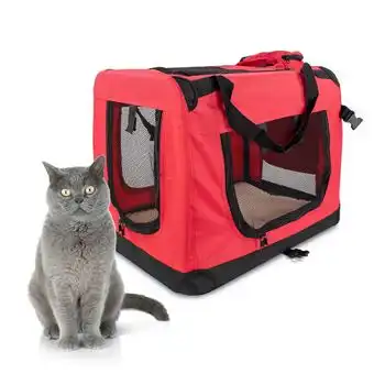 Transportín Para Mascotas | Talla M | Soporta 10 Kg | 57x38x44 Cm | Plegable | Rojo | Balú | Mobiclinic