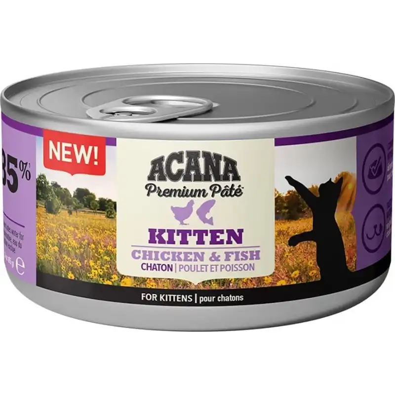 Acana Pack De Latas Pollo y Pescado Para Gatitos Kitten, Peso 1 x 24 latas 85 gr