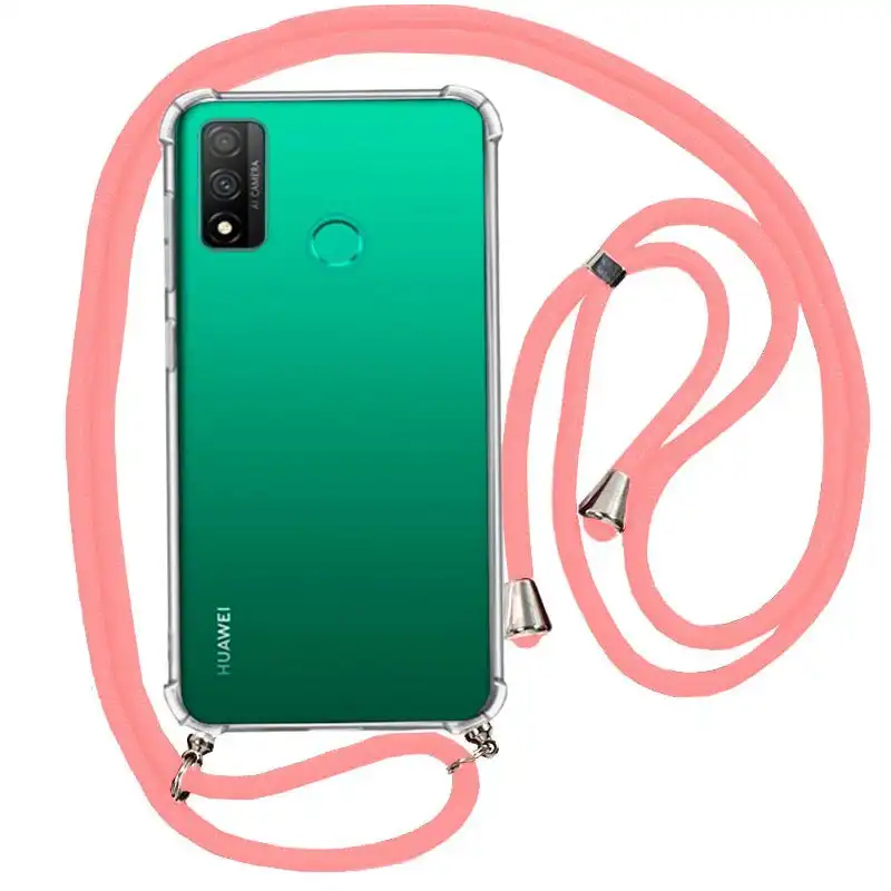 Cool Funda Transparente con Cordón Rosa para Huawei P Smart 2020