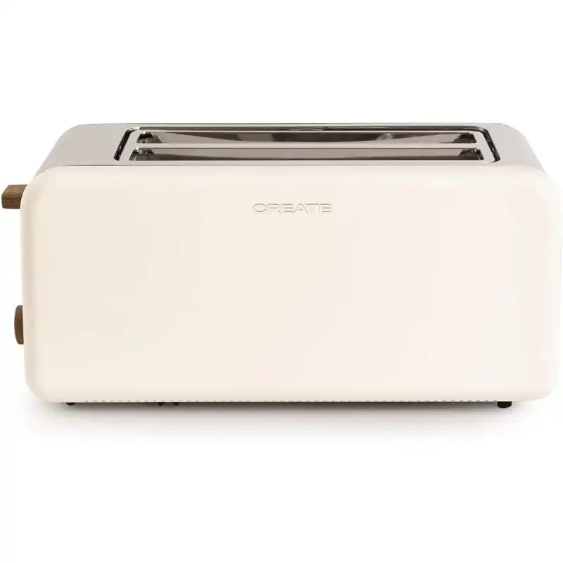 Create Toast Retro Tostadora Diseño Retro 2 Ranuras XL 1500W Blanco Roto