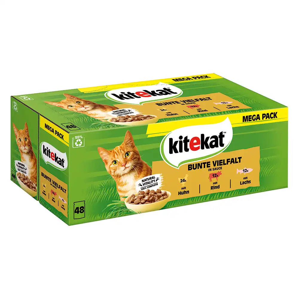 Kitekat en sobres 48 x 100 g - Pack Ahorro - Variedad colorida en salsa