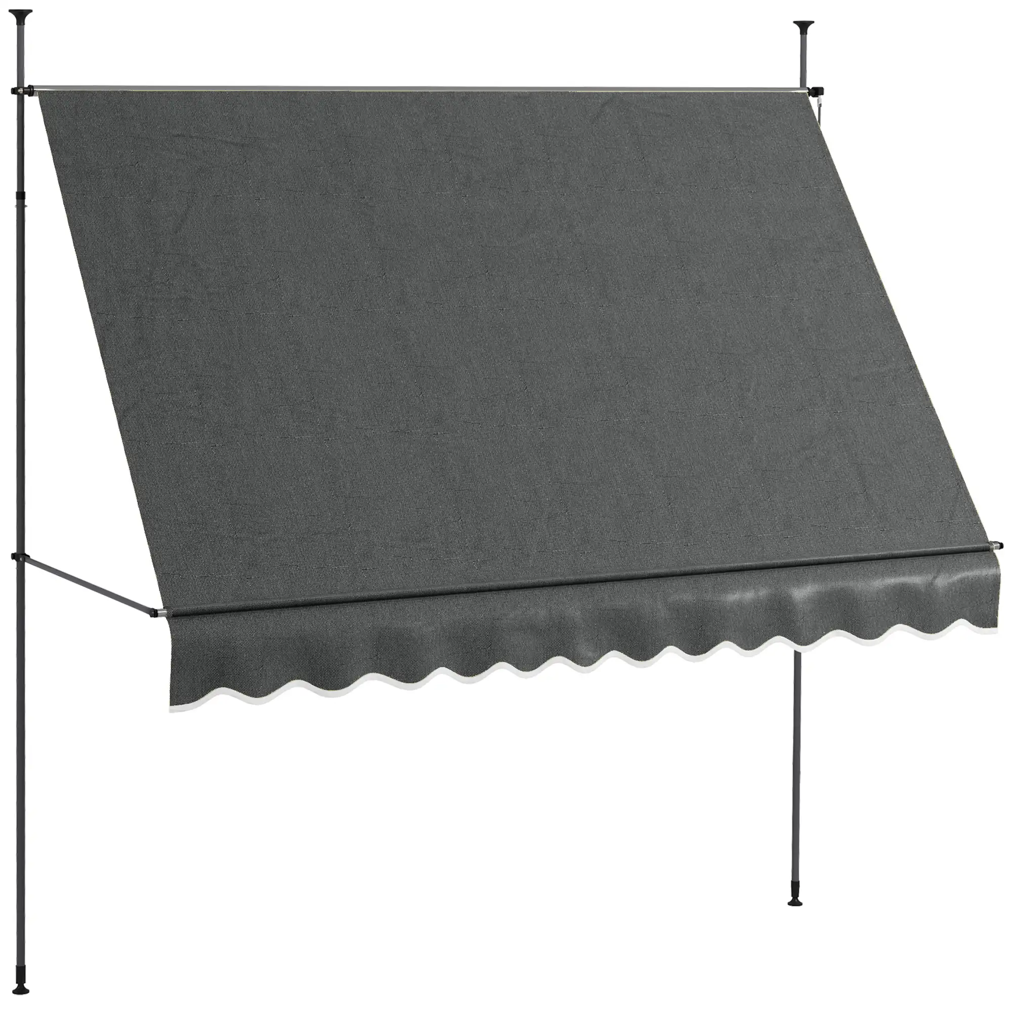 Outsunny Toldo Manual Retráctil 300x120x210-300 cm Toldo para Balcón con Manivela Altura Ajustable Impermeable y Anti-UV para Jardín Terraza Ventanas Gris Oscuro