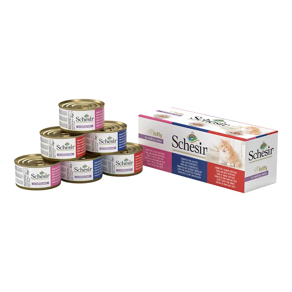 Pack mixto Schesir Natural con arroz latas 6 x 85 g - 3 surtidos