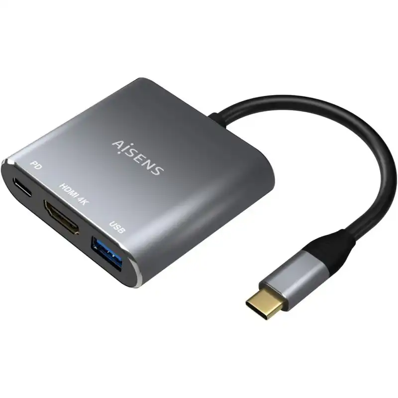 Aisens A109-0669 Adaptador USB-C a USB-C/HDMI 4K/USB 3.0 15cm Gris