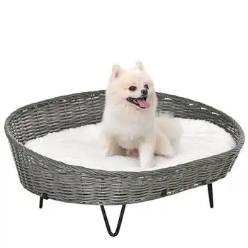 Cama Para Perros De Felpa Pe Melamina Acero 76x59x32 Cm - Pawhut.gris