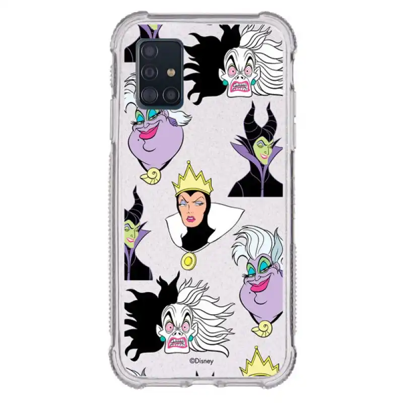 Funda Oficial de Disney Villanas Patrón Brillantina para Samsung Galaxy A51