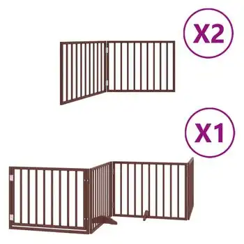 Puerta De Perros Plegable 8 Paneles Madera Álamo Marrón 640 Cm Vidaxl