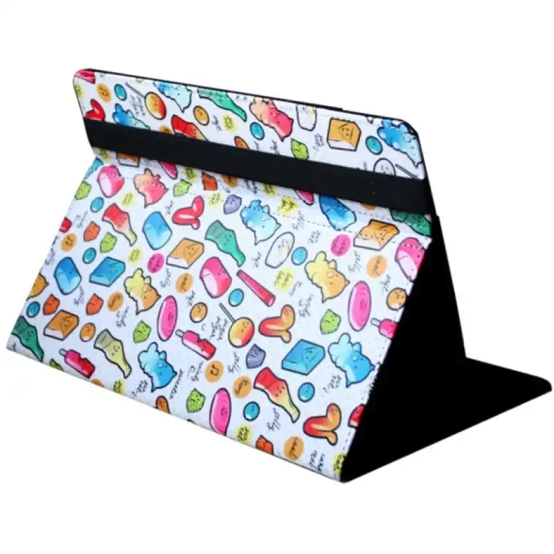 SilverHT Cool Candy Funda Universal Blanca con Estampado y Soporte para Tablets de 9-11"