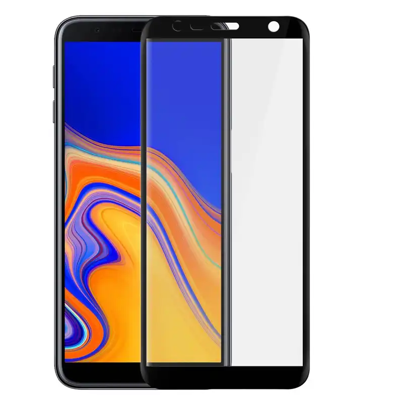Avizar Protector de Pantalla de Cristal Templado Bordes Biselados Negros para Samsung Galaxy J6 Plus