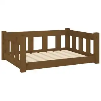 Cama Para Perros Madera Maciza Marrón Miel 75,5x55,5x28 Cm Vidaxl