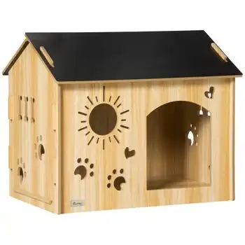 Caseta Para Perros Interior De Mdf 69x50x58,5 Cm-pawhut. Roble