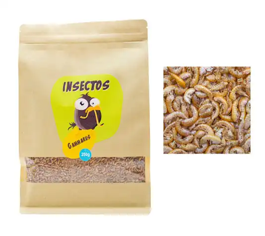 Gammarus Deshidratados para Tortugas, Peces, Aves, Reptiles y Roedores 100 g – Aperitivo para Mascotas con Alto Contenido en Proteínas