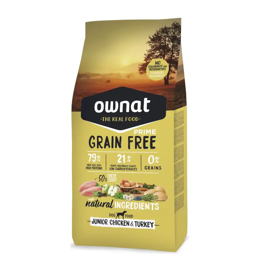 Ownat Junior Prime Grain Free Pollo y Pavo pienso para perros