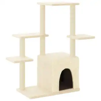 Rascador Para Gatos Con Postes De Sisal Color Crema 97,5 Cm Vidaxl