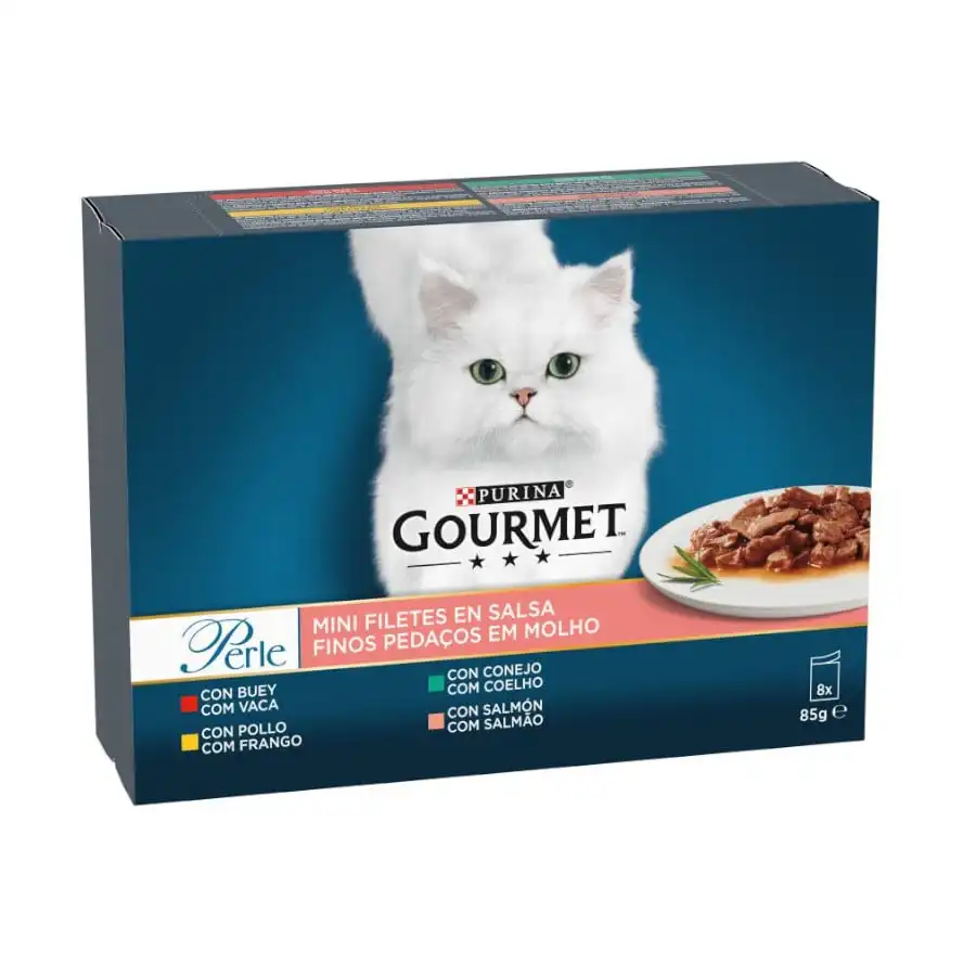 Gourmet Perle Filetes de Carne en salsa sobre para gatos - Pack 8