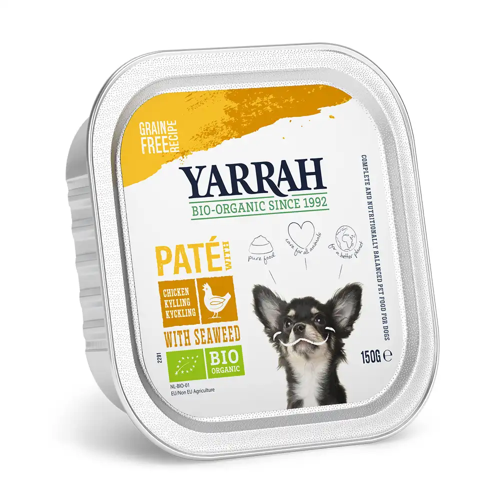 Yarrah Paté comida ecológica para perros 12 x 150 g - Pollo ecológico con algas marinas ecológicas