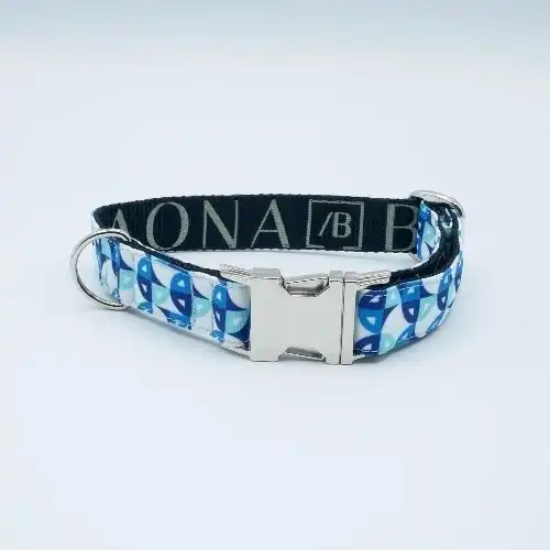 Baona collar henderson azul y blanco para perros