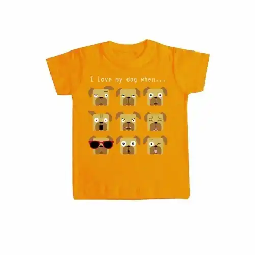 Camiseta niño/a "I love my dog when..." color Naranja