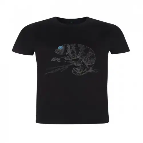 Camiseta para hombre Animal Totem camaleón color negro