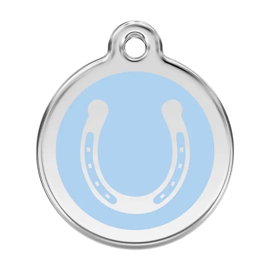 Placa identificativa Acero Inoxidable Esmalte Herradura Azul Claro para perros