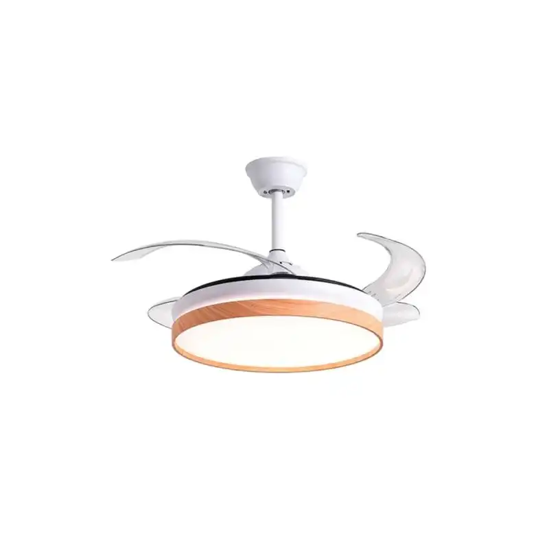 Bel Air Cosmos Mini Ventilador de Techo con Luz y Mando 48W 91cm 4 Aspas Retráctiles Blanco/Madera