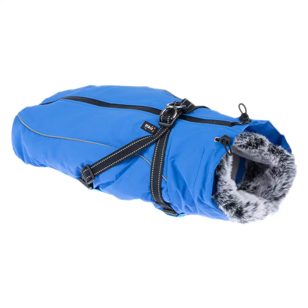 TIAKI Arkon azul abrigo con arnés para perros - 40 cm aprox. de longitud dorsal