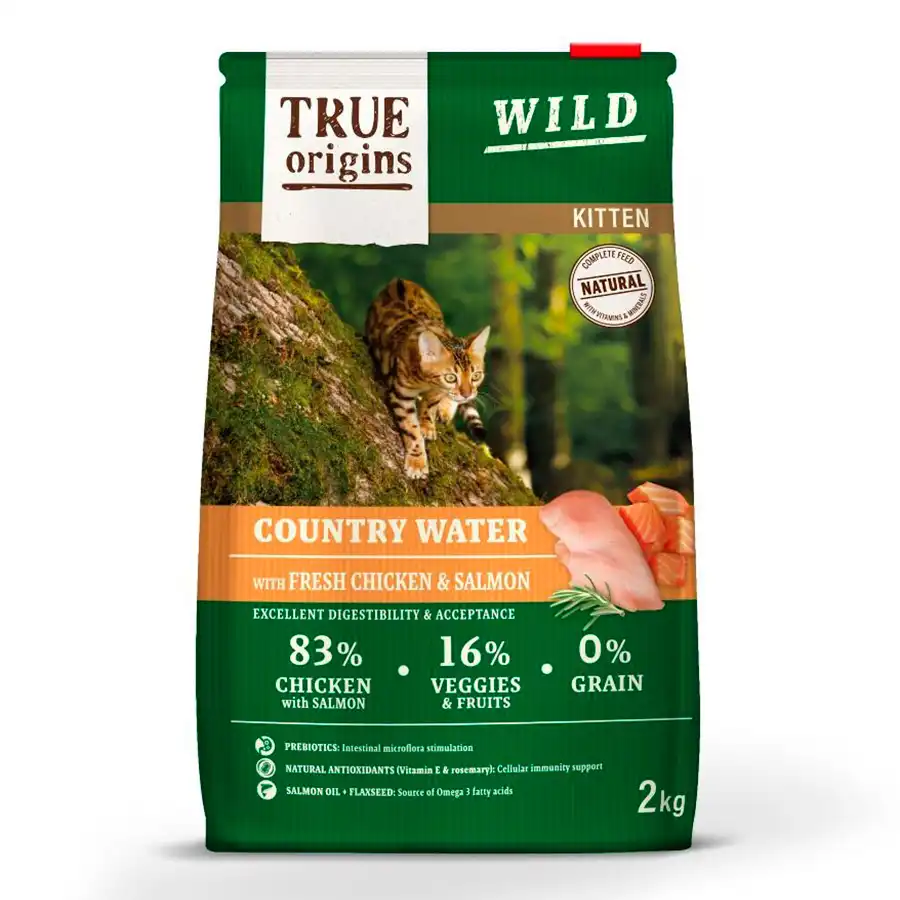 True Origins Kitten Wild Country Water Pollo y Salmón pienso