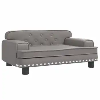 Cama Para Perros De Cuero Sintético Gris 70x45x30 Cm Vidaxl