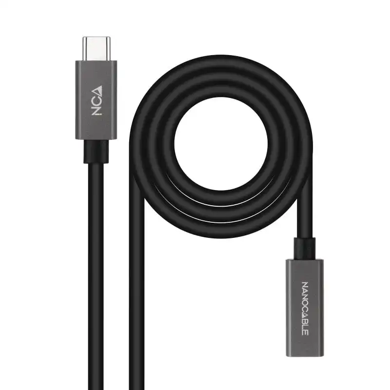 Nanocable Cable Alargador USB-C 4K/60Hz Macho/Hembra 1.5m Negro