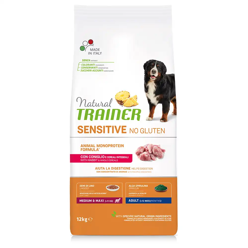 Natural Trainer Sensible Sin Gluten Adulto Mediano/Maxi Monoproteico con Conejo - 12 kg