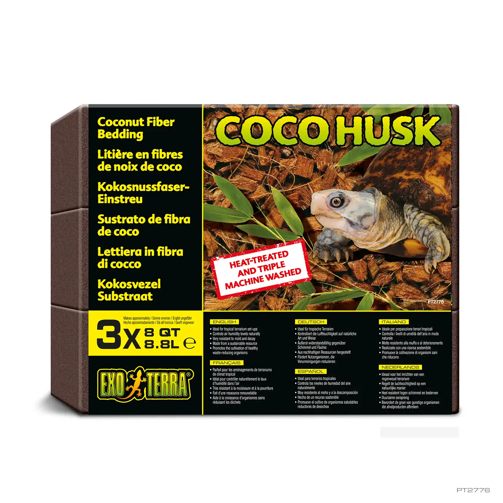 Sustrato para reptiles Coco Husk Exo Terra, Brick,  3 x 8,8l