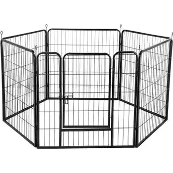 6 Vallas Para Perros Cachorro Plegable 164x83x80cm Negro