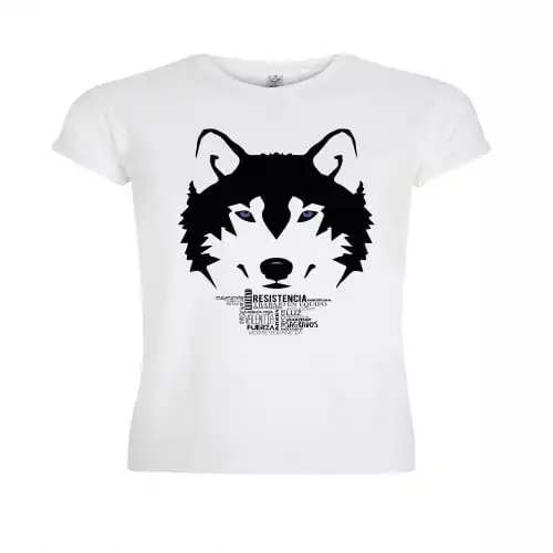 Camiseta manga corta hombre lobo color Blanco