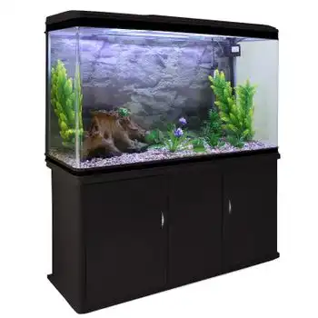 Acuario De 300l Con Mueble Negro, Accesorios Y Grava Natural