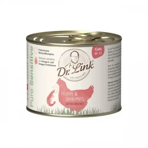 Dr. Link Pure Sensitive Huhn y Shrimps Lata para gatos