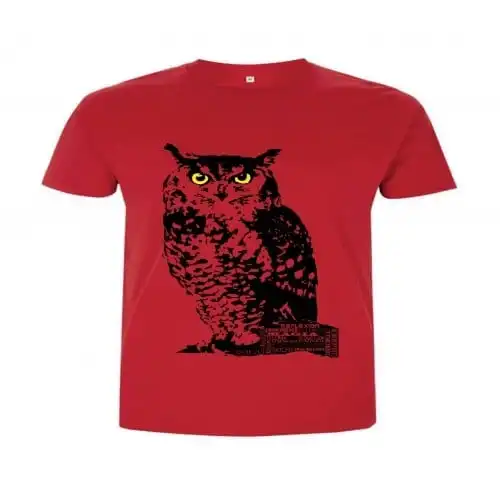 Animal totem camiseta manga corta algodón búho rojo para hombres