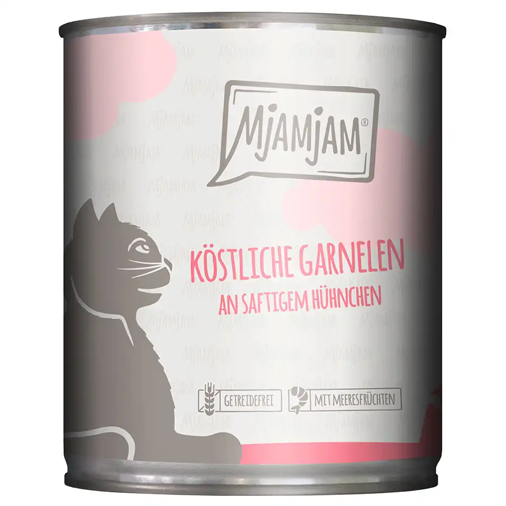 MjAMjAM comida húmeda para gatos 6 x 800 g  - Deliciosas gambas con jugoso pollo