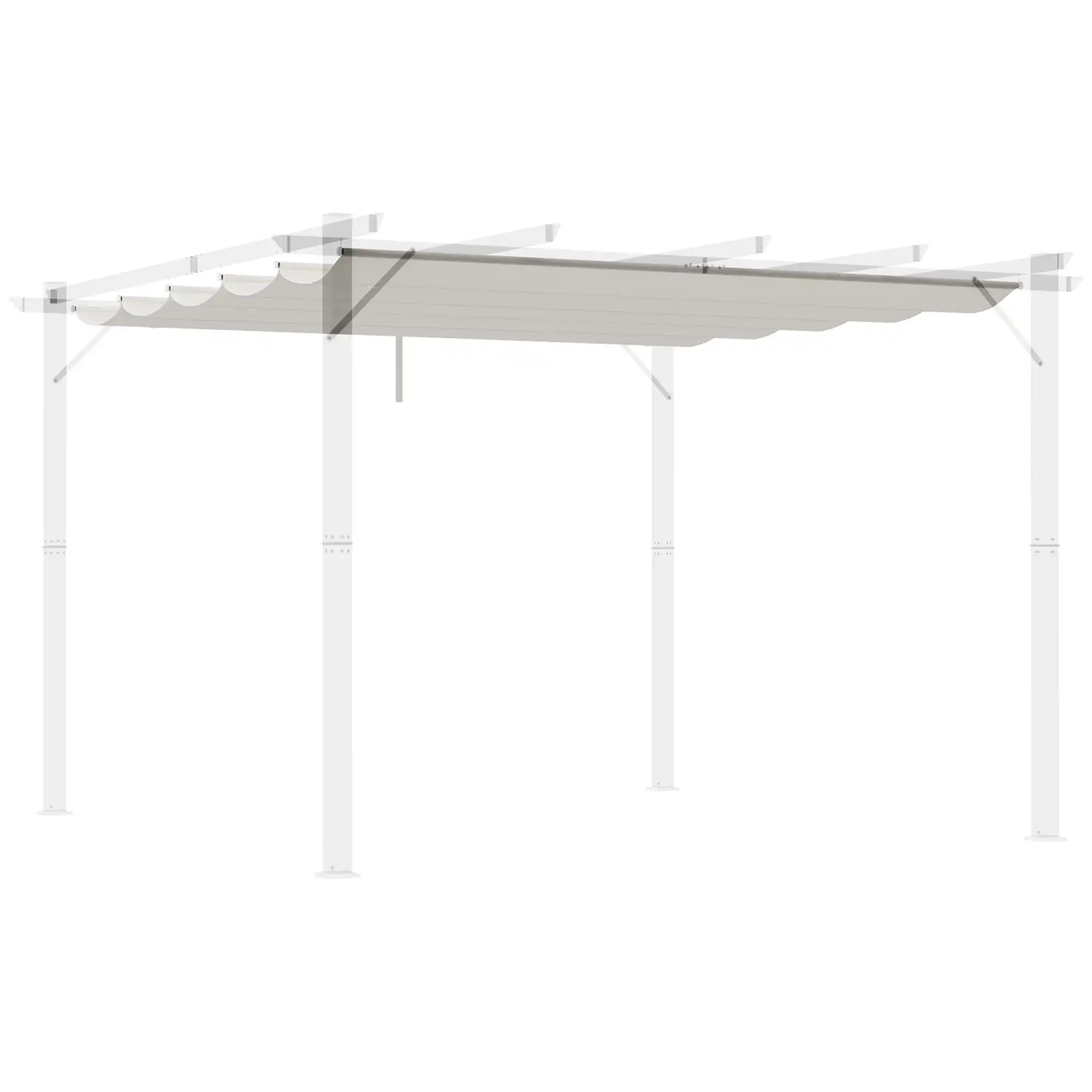 Outsunny Techo de Pérgola 2,5x2,55 m Techo de Repuesto Retráctil para Sombrilla Toldo de Tela para Cenador Jardín con 10 Orificios de Drenaje Crema