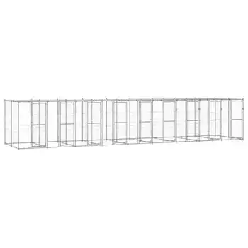 Perrera De Exterior | Jaula Para Perro | Parque Para Mascotas De Acero Galvanizado Con Techo 21,78 M² Cfw783977