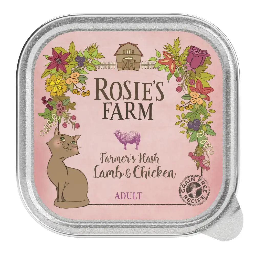 Rosie's Farm Adult comida húmeda para gatos - 16 x 100 g - Cordero y pollo